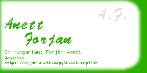 anett forjan business card