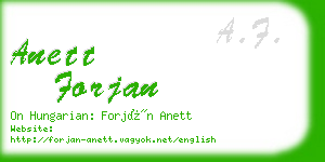 anett forjan business card